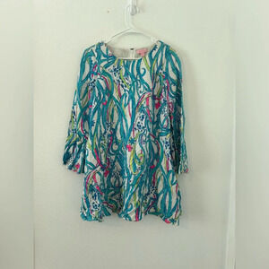 Lilly Pulitzer Long Story Colette Swing Tunic Dress Bell Sleeves Giraffe XXS